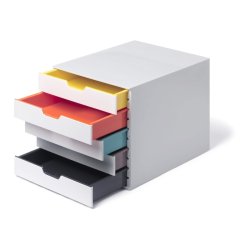 Durable skuffekabinet A4 - Varicolor mix 5 skuffer - hvid
