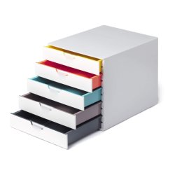 Durable skuffekabinet A4 - Varicolor mix 5 skuffer - hvid
