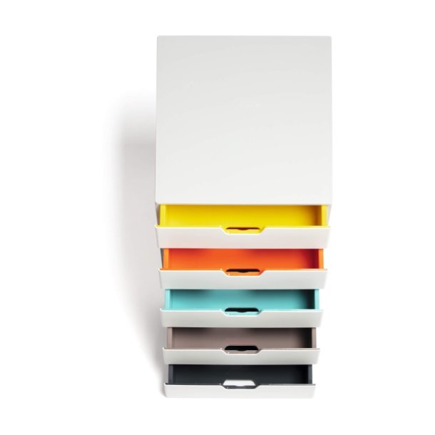 Durable skuffekabinet A4 - Varicolor mix 5 skuffer - hvid