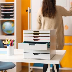 Durable skuffekabinet A4 - Varicolor mix 7 skuffer - hvid