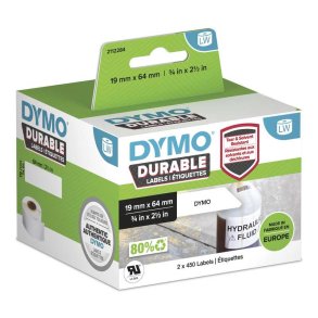 Dymo LabelWriter Holdbare Industri-etiketter 19mm x 64mm Hvid Poly - 2 ruller � 450 stk.