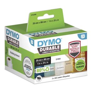 Dymo LabelWriter Holdbare Etiketter 25x89mm Hvid Poly - 2 ruller � 350 stk.