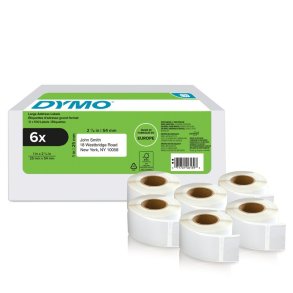 Dymo LabelWriter returadresse-etiketter 25x54 mm - 6 ruller � 500 stk.