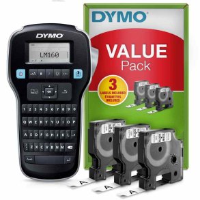 Dymo LabelManager 160 startpakke med labelprinter og 3 ruller D1 labeltape