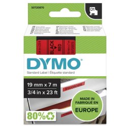 Dymo D1 �gte Etiketter - Sort tryk p� r�d tape, 19 mm x 7 m