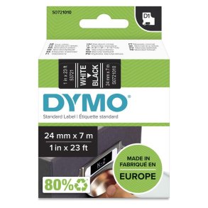 Dymo D1 Authentic Labels 24mm x 7m - hvid tekst p� sort undergrund