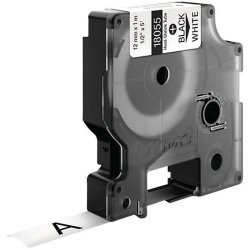 Dymo Tape Rhino - 12mmx1,5m - krympeflex - ledning/kabel - sort tekst p hvid
