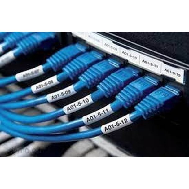 Dymo Tape Rhino - 12mmx1,5m - krympeflex - ledning/kabel - sort tekst p hvid