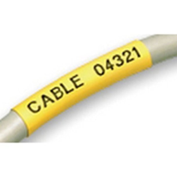 Dymo Tape Rhino - 19mmx1,5m - krympeflex - ledning/kabel - sort tekst p gul