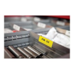 Dymo Tape Rhino - 12mmx5,5m - vinyl - sort tekst p gul