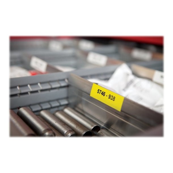 Dymo Tape Rhino - 12mmx5,5m - vinyl - sort tekst p gul