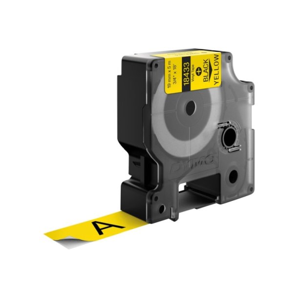 Dymo Tape Rhino - 19mmx5,5m - vinyl - sort tekst p gul