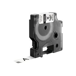 Dymo Tape Rhino - 12mmx5,5m - vinyl - sort tekst p hvid