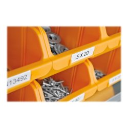 Dymo Tape Rhino - 12mmx5,5m - permanent polyester - sort tekst p hvid