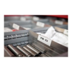 Dymo Tape Rhino - 12mmx5,5m - permanent polyester - sort tekst p hvid