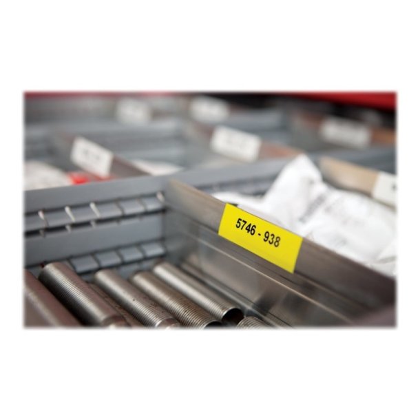 Dymo Tape Rhino - 12mmx3,5m - flexibel nylon - sort tekst p gul