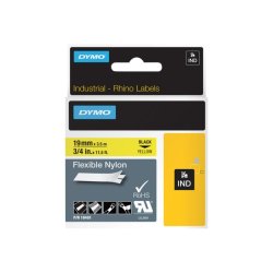 Dymo Tape Rhino - 19mmx3,5m - flexibel nylon - sort tekst p gul