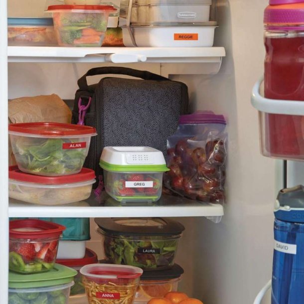 Dymo Tape D1 - Extra strk klbende - 12mmx5,5m - sort tekst p hvid