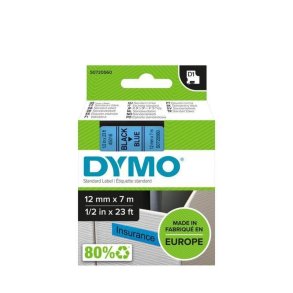 Dymo Tape D1 - Aftagelig - 12mmx7m - sort tekst p bl