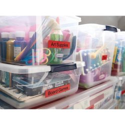 Dymo Tape D1 - Aftagelig - 12mmx7m - sort tekst p rd