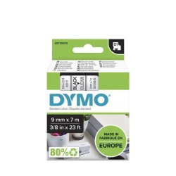 Dymo Tape D1 - Aftagelig - 9mmx7m - sort tekst p klar