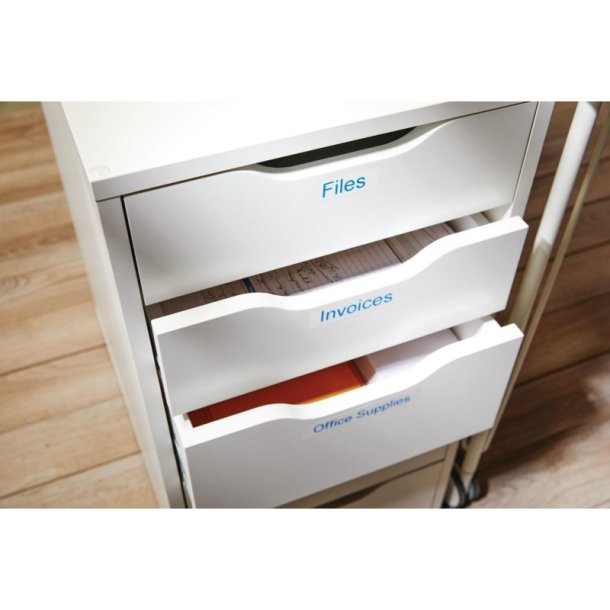 Dymo Tape D1 - Aftagelig - 9mmx7m - bl tekst p hvid