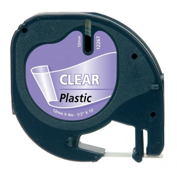 Dymo Tape LetraTag - Polyester - 12mmx4m - sort tekst p klar