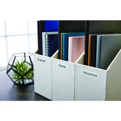 Dymo Label - sort tekst p hvid - 59mmx190m - brevordner etiketter - 110 stk.