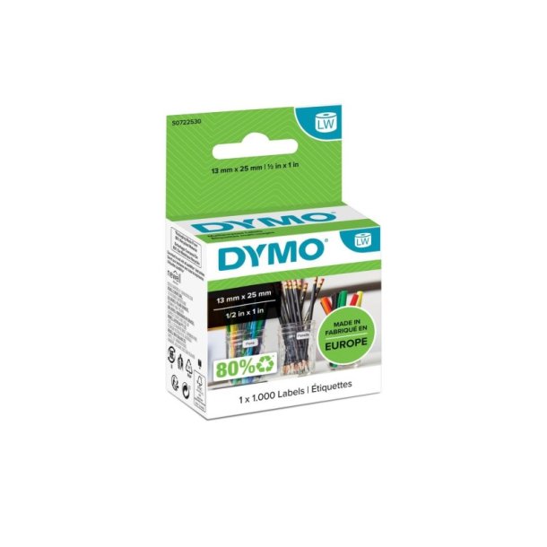 Dymo Label - sort tekst p hvid - 13mmx25mm - Multi labels - 1000 stk. pr. rulle