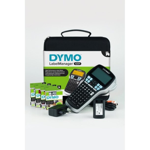 Dymo LabelManager 420P st - Hndholdt Labelprinter - QWERTY - Max. 19 mm tape - taske + 4 tape