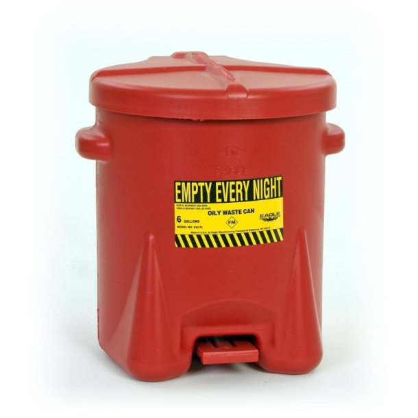 Eagle Poly Oily Waste Can - 53 liter - fodpedal - FM-godkendt