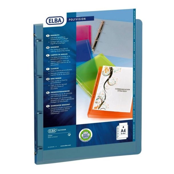 Elba A4 Ringbind - Polyvision bl - 20mm 4-O-ringe - rygbredde 30mm