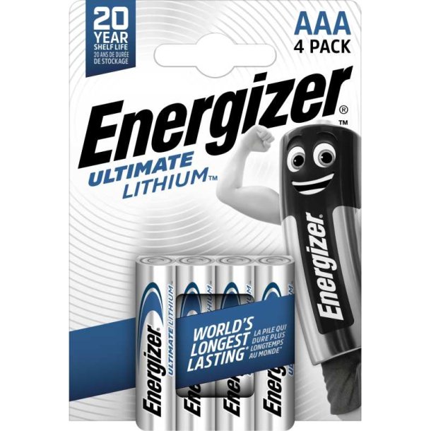 Energizer Batteri - Ultimate Lithium - AAA LR03 L92 - pakke med 4 stk.