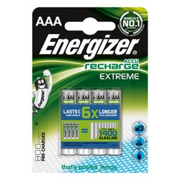 Energizer Batteri - Rech Extreme - AAA - 800 mAh - Pakke med 4 stk.