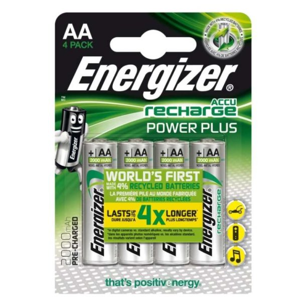 Energizer Batteri - Rech Power Plus - AA - 2000 mAh - Pakke med 4 stk.