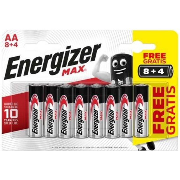 Energizer Batteri - MAX - AA/E91 - Pakke med 8 + 4 stk.