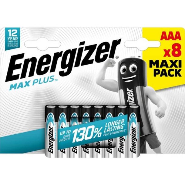 Energizer Batteri - Max Plus - AAA/E92 - Pakke med 8 stk.