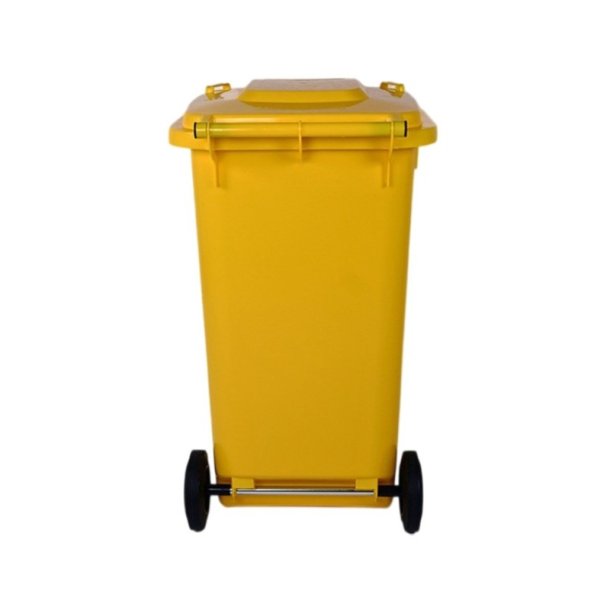 Engels 2-hjulet affaldsbeholder MGB 240 Liter i gul plast