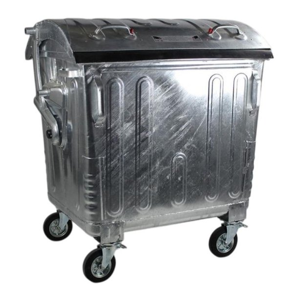 Engels St�lcontainer 1100L med rundt st�ll�g og 4 hjul