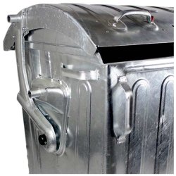 Engels St�lcontainer 1100L med rundt st�ll�g og 4 hjul