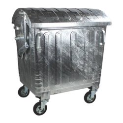 Engels St�lcontainer 1100L med rundt st�ll�g og 4 hjul