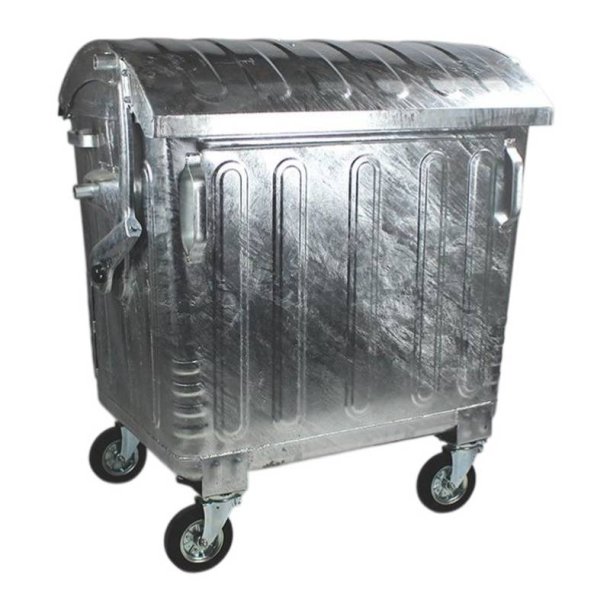 Engels St�lcontainer 1100L med rundt st�ll�g og 4 hjul