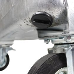 Engels St�lcontainer 1100L med rundt st�ll�g og 4 hjul