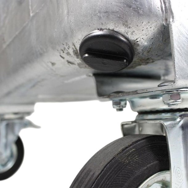 Engels St�lcontainer 1100L med rundt st�ll�g og 4 hjul