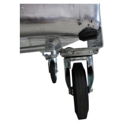 Engels St�lcontainer 1100L med fladt st�ll�g og 4 hjul