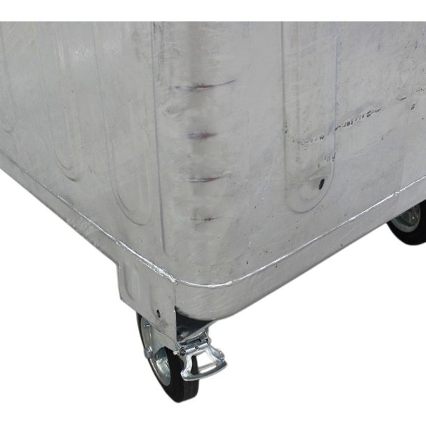 Engels St�lcontainer 1100L med fladt st�ll�g og 4 hjul