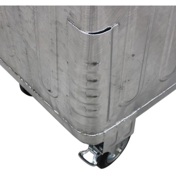 Engels St�lcontainer 770L med dobbeltv�gs plastl�g og 4 hjul