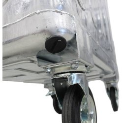 Engels St�lcontainer 770L med dobbeltv�gs plastl�g og 4 hjul