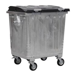 Engels St�lcontainer 770L med plastl�g og 4 hjul