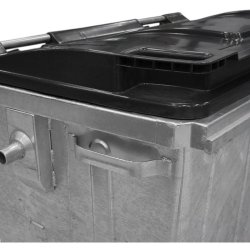 Engels St�lcontainer 770L med plastl�g og 4 hjul